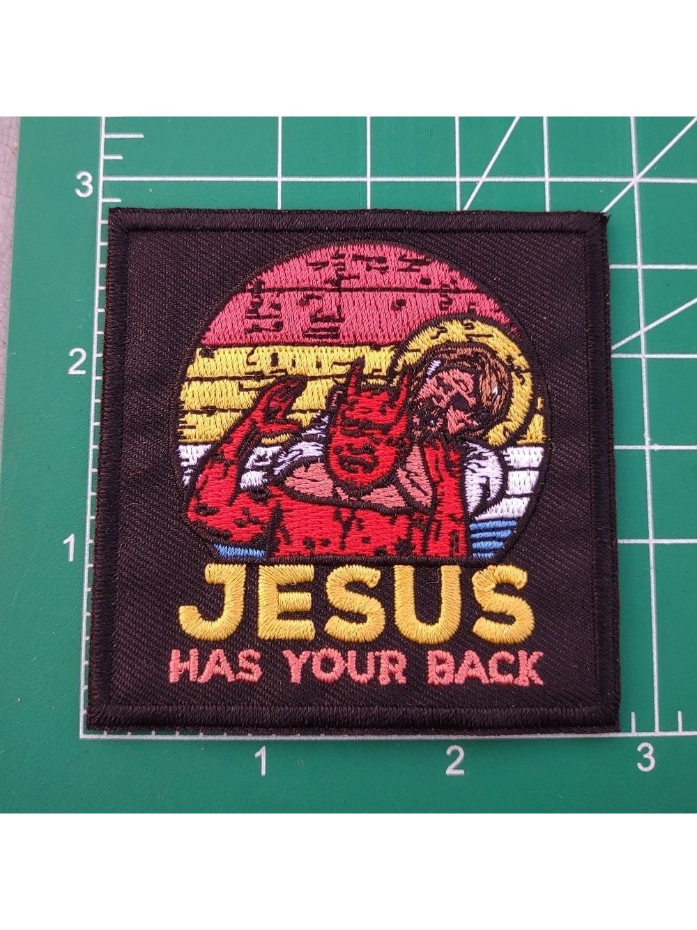 2/$10 Grunge Embroidered Jesus Has Your Back Patch